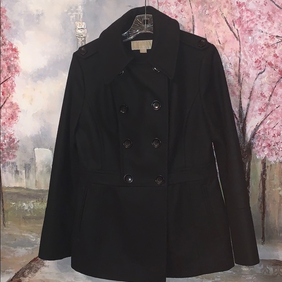 Michael Kors Jackets & Blazers - Michael Kors Black 8button lined Peacoat Wool Coat